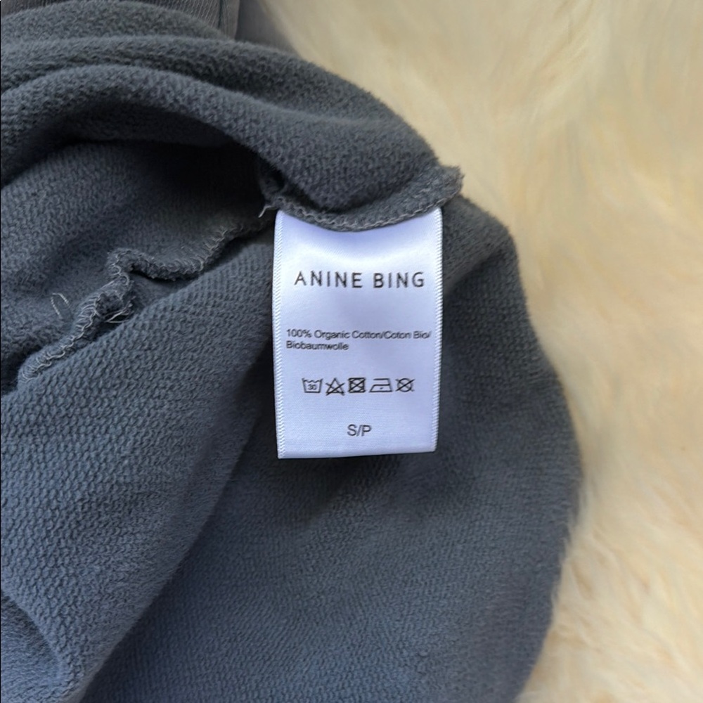 Anine Bing Gray Crewneck with Orange Logo & White Motorcycle Graphic - Picture 3 of 3